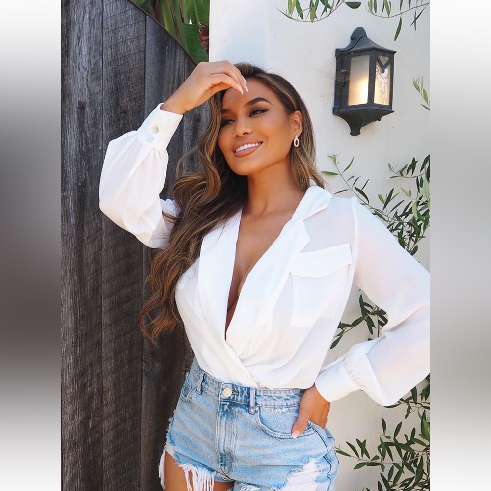 Business Brunch Collared Bodysuit - Ivory